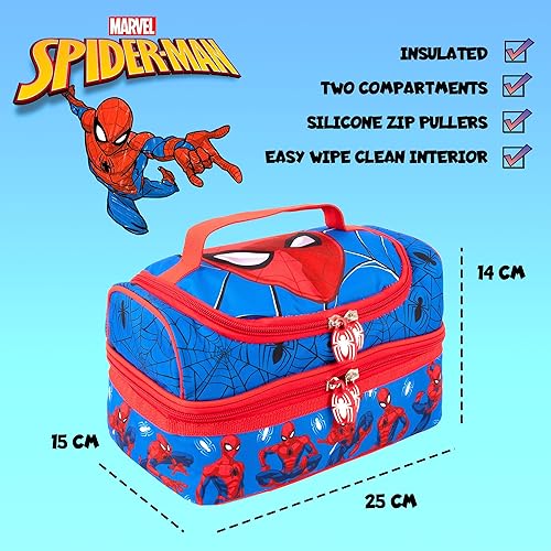 Marvel Spiderman Sac à déjeuner multi-compartiments pour enfants à isolation thermique à double étage pour garçons - Nail Gallerys