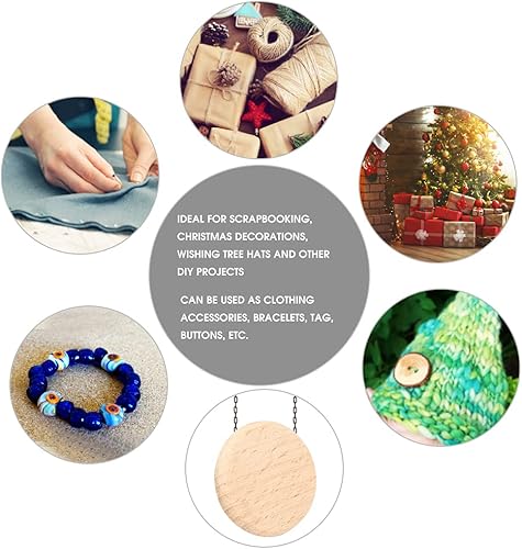 50 Pièces Découpes Blanc Rond Bois Tranche Hêtre Puce Pas de Trou Décoration pour Bricolage Artisanat Maison Vacances Décor (6 CM) - Nail Gallerys