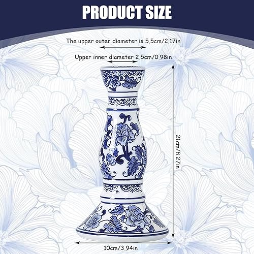 NASSMOSSE Porcelaine Bleue et Blanche 8.3x3,9 '' Bougeoir en céramique avec Motifs Floraux - Nail Gallerys