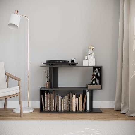 URBNLIVING Étagère en bois blanche à 2 niveaux de 80 cm de large avec compartiments de rangement irréguliers pour chambre à coucher, bureau, bureau, bibliothèque ouverte moderne - Nail Gallerys