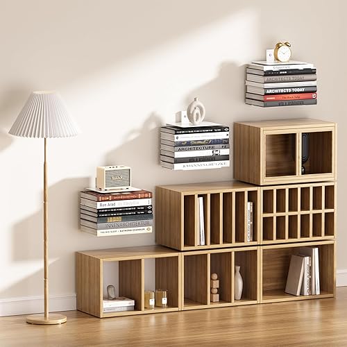 TJ.MOREE Lot de 2 étagères flottantes invisibles blanches pour fixation murale, bibliothèque flottante, étagère murale, étagères flottantes empilables en fer, bibliothèque murale - Nail Gallerys