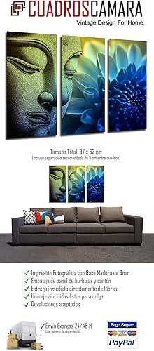 Tableau Moderne Photographique, Impression sur bois, Bouddha Bouddha, Relaxation, Relaxation, Zen, 97 x 62 cm, ref. 26357 - Nail Gallerys