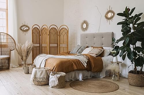 SUENOSZZZ-ESPECIALISTAS DEL DESCANSO Tête de lit Bruxelles tapissée en tissu pour lits de 150 cm (160 x 120 cm) tissu beige - Nail Gallerys