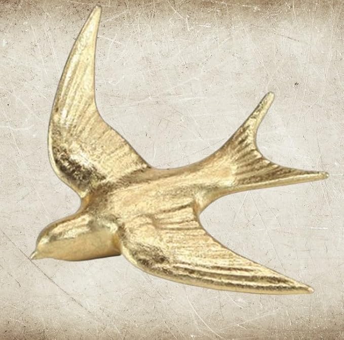 Générique Grande Hirondelle Murale Décorative, 16,8 cm, Belle Patine Doré, Style Bohème - Nail Gallerys