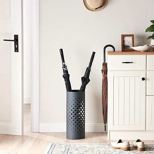 ACAZA Porte Parapluie en métal avec Bassin d'eau, Gris - Nail Gallerys