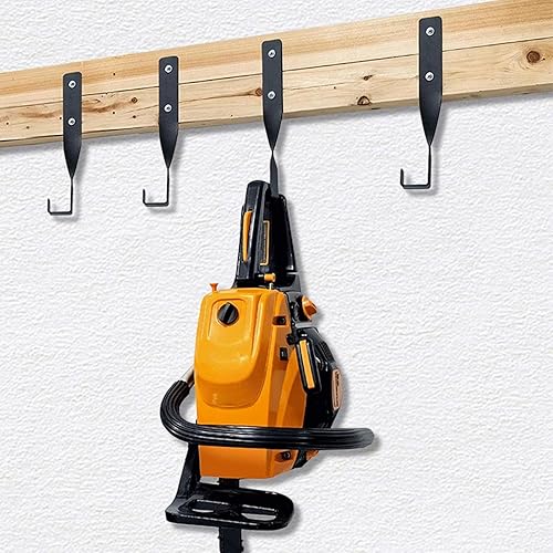 Support mural pour tronçonneuse et désherbage | Crochet de rangement multifonctionnel pour scie à chaîne | Support mural pour outils de jardinage en acier noir de Générique - Nail Gallerys
