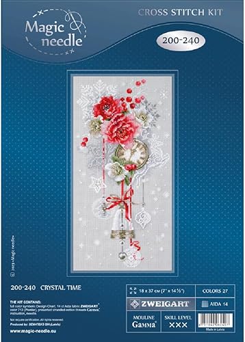 MARUSSIA Magic Needle Zweigart Edition Kit de Broderie au Point de Croix Motif Temps de Cristal 18 x 37 cm - Nail Gallerys