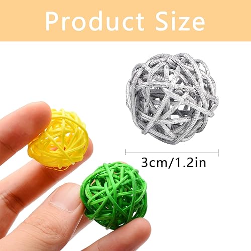 Lot de 20 Boules DéCoratives en Rotin, 5 Couleurs pour FêTe, Boules en Osier, Jouets pour Oiseaux, Boules DéCoratives en Rotin, SphèRes DéCoratives(Jaune) - Nail Gallerys