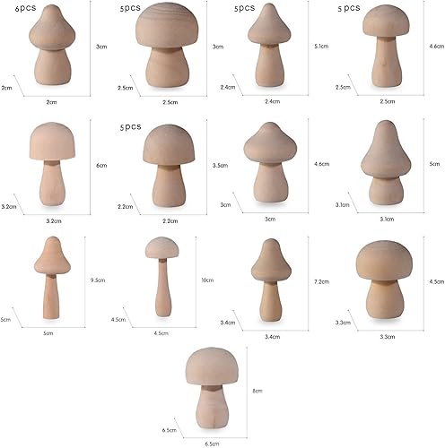 LetCart 40 Pièces Champignon En Bois Inachevé Décoration De Champignon En Bois Non Peint Pour la Décoration DIY - Nail Gallerys