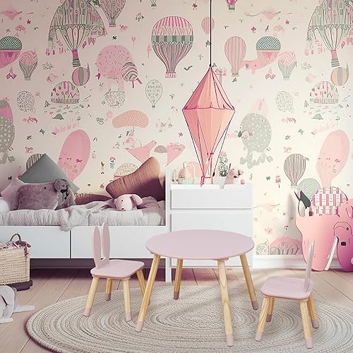 Rebecca Mobili Ensemble table et 2 chaises pour enfants, table enfant avec chaises, vert eau marron, MDF pin, pour chambre Montessori - Dimensions : 44 x 60 x 60 cm / 50 x 28 x 25 cm - Art. RE7018 - Nail Gallerys