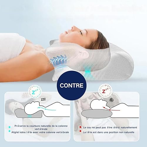 L'oreiller Gamaneo, Oreiller Ergonomique Gamaneo Orthopedique, Coussin Cervicales Douloureuse, 2 en 1 Oreiller Orthopédique, pour Un Sommeil Profond Et Réparateur (2PCS-Gray) - Nail Gallerys