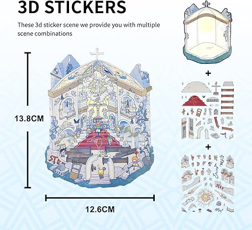 Lot de 8 autocollants 3D DIY pour scènes, stickers scrapbooking, stickers 3D pour adultes. Thèmes : magie, Égypte, glace et neige, trésors sous-marins et vie quotidienne - Nail Gallerys