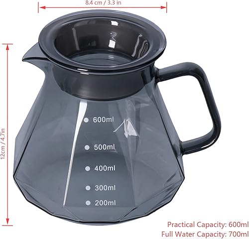 Bouilloire à Café, 400ML Pot de Serveur de Café en Verre, Pot de Partage de Cafée Résistant à la Chaleur, ThéIère Transparente Comptoir de Bar Cuisine Salle de Réception Cafetière (400ML) - Nail Gallerys