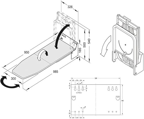 uyoyous Table à repasser extensible avec tiroir rotatif à 180 ° Table à repasser pliable intégrée avec housse résistante à la chaleur pour armoire, salon, buanderie, 95,6 x 30 cm - Nail Gallerys