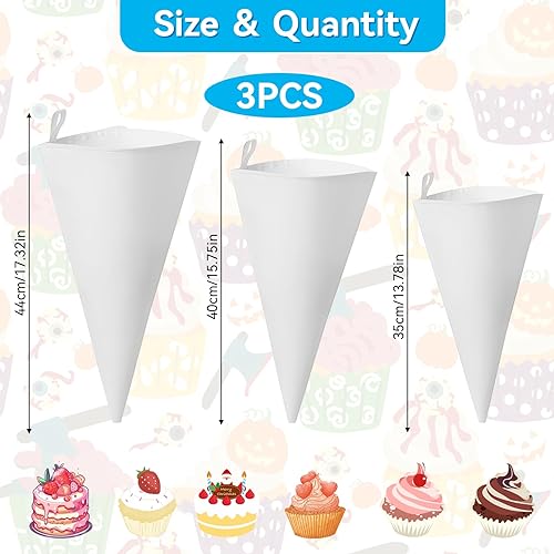 AYSYR Lot de 3 poches à douille réutilisables avec douilles, 30/35/40 cm, accessoires de pâtisserie avec 48 douilles pour décoration de pâtisseries, tartes, pâtisseries maison - Nail Gallerys