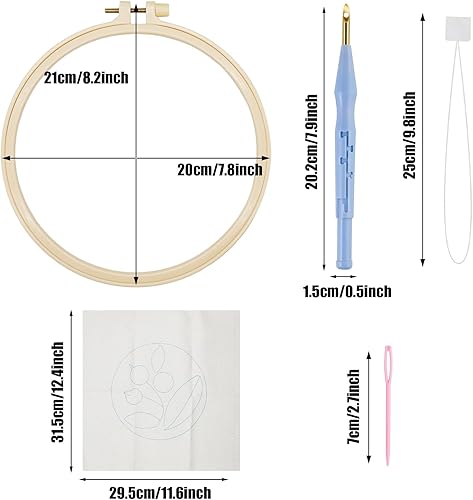 Allazone 3 Kit Broderie Point Punch Needles, Kit de Démarrage de Broderie, Kit de Broderie pour Débutants avec Motifs, Fil de Broderie, Instructions pour Adultes Débutant, Fleur de Rose - Nail Gallerys