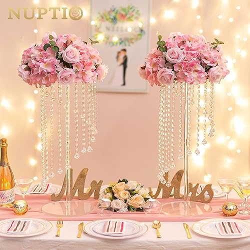 Nuptio Vases Acrylique Centres Table Mariage 10 Pièces 80cm Haut Support Vase Fleurs Géométrique Transparent pour Décorations Table Centre Cristal - Présentoirs Fleurs Colonne pour Fête Mariage - Nail Gallerys