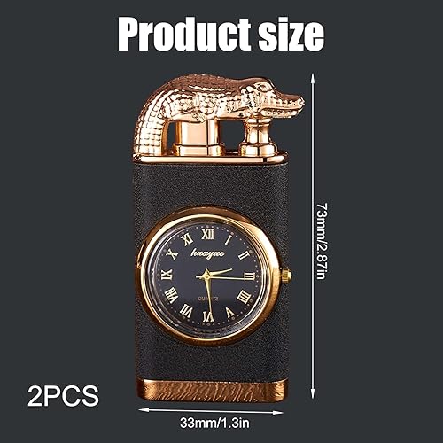 Leikurvo 2 Pièces Briquet À Double Jet Flamme Robuste avec Fonction Montre, Briquet Tempête Rechargeable Au Butane, Briquet Double Arc Étanche pour Le Camping Et Aventures en Extérieur, Noir - Nail Gallerys