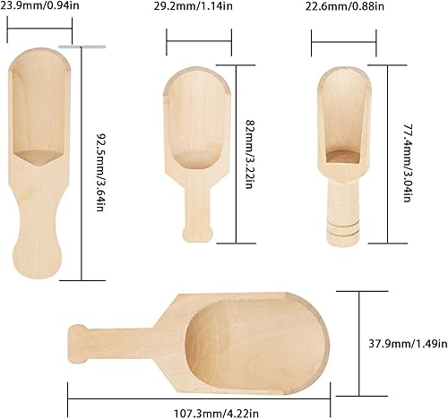 SRJQXH 8 Pièces Cuillere en Bois, Mini Pelle en Bois dans Différents Styles, Petite Cuillere en Bois Ustensiles de Cuisine en Bois Adaptés pour Cuillère à Farine, Cuillere à Miel - Nail Gallerys