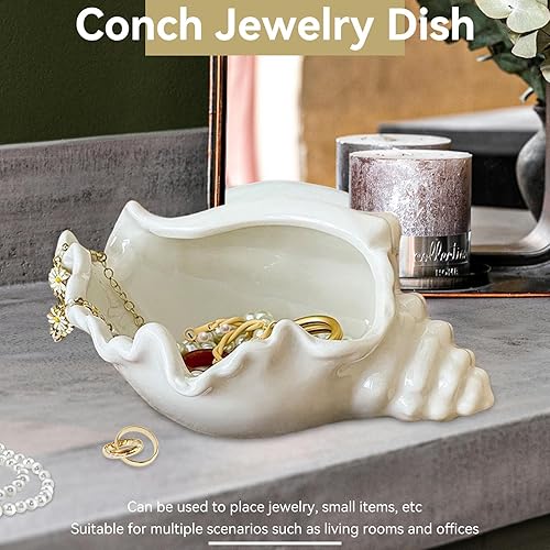 Grand Bol De Coquillages en Forme De Conque, Bol Décoratif en Forme De Coquillage Plateau à Bijoux Plateau en Céramique Plateau De Rangement pour Clés Décorations De Plage pour La Maison - Nail Gallerys