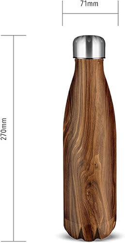 LITTLE BALANCE 8435, Gourde Inox 500 ml, Thermos réutilisable, garde au chaud 12h et au froid 24h, bouteille isotherme sans BPA, Facile à nettoyer, Bois - Nail Gallerys