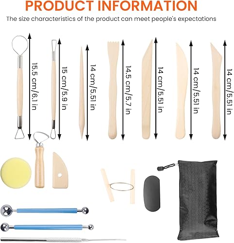 GOMETY Ensemble De Bricolage En Céramique: 17 Pièces Outillage En Argile Double Face, Forge Sculptante Pour Sculptrice À Outils En Argile, Pour Enfants & Adultes (Bois + Métal) - Nail Gallerys