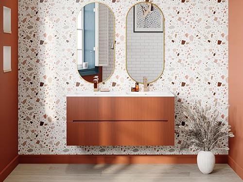 Vente-unique - Meuble sous Vasque Suspendu strié Terracotta - 120 cm - PAVANI - Nail Gallerys