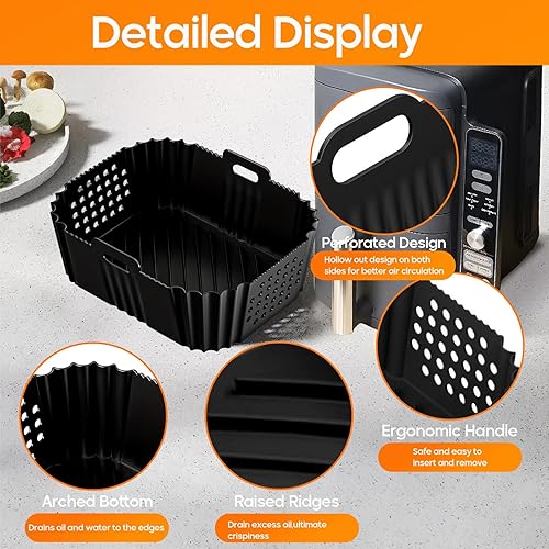 21PCS Moule Silicone Air Fryer pour Ninja Double Stack XL SL400EU 9,5L, Accessoire Air Fryer, Moule Air Fryer pour Ninja AF300EU, AF400EU et Autres Dual Zone Friteuse à Air 7,6-9,5L, Sans BPA - Nail Gallerys