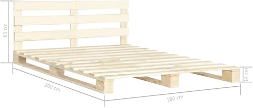 vidaXL Cadre de Lit de Palette Sommier à Lattes Lit Double Lit Adulte Cadre à Lattes sur Pied Chambre à Coucher Maison 140x200 cm Bois de Pin Massif - Nail Gallerys