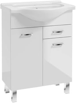 Deftrans Domodomo - Armoire de salle de bain avec lavabo - 82 x 75 x 33 cm - Blanc - En céramique - Meuble sur pied pour salle de bain - Nail Gallerys