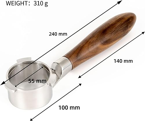 NEOUZA Porte-filtre expresso sans fond 51 mm, design à fond plat pour un placement stable, compatible avec les machines à café DeLonghi Dedica EC680/685/785/820/850/860, acier inoxydable 304 - Nail Gallerys