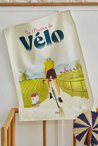 Coucke Torchon imprimé en Coton, Wim' Passion vélo, 50 x 75 cm - Nail Gallerys