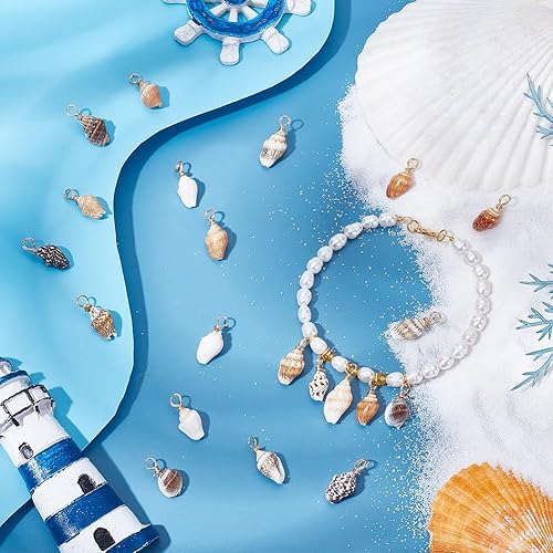 UNICRAFTALE Breloque Coquillage Coquillages de Conque Cauris Naturels Grands Pendentifs à Breloque avec Boucle Breloque Mer Océan Été pour Bracelet Boucle D'Oreille de Bijoux - Nail Gallerys