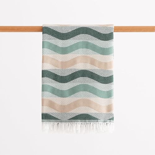 GAMUSI Fouta Pareo Serviette de plage légère à rayures 90 x 180 cm Vert - Nail Gallerys