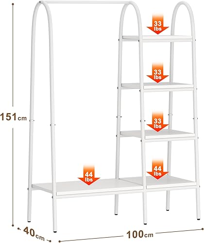 SogesHome Portant à vêtements en Métal avec Étagères Penderie Ouverte Design Meuble de Rangement pour Chambre, Entrée ou Studio, 100 x 40 x 151 cm - Nail Gallerys