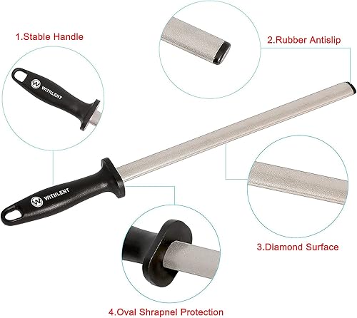 Aiguiseur à Couteaux Diamant - 31 cm Bâton à Aiguiser Affiloir - Fusil en Acier Diamanté - Affûtage Cuisine Camping Outil Coutellerie - Nail Gallerys