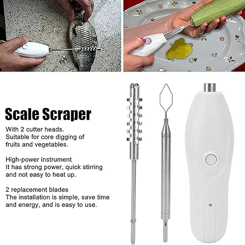 XLDZ Vide-légumes électrique rechargeable, outil portatif pour courgettes, 2 têtes en acier inoxydable pour fruits et fruits de mer avec échelle grattante - Nail Gallerys