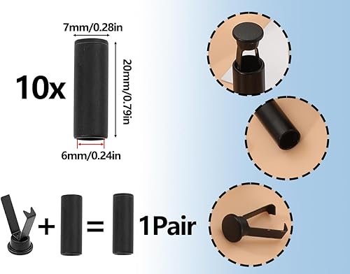 ZoeTekway 10 Paires d'embouts de Cordon de tête de Lacet, Lacets en métal, Bouchons de Cordon pour Accessoires de Lacet, Conception de Bricolage (Noir, 20 * 7 mm) - Nail Gallerys