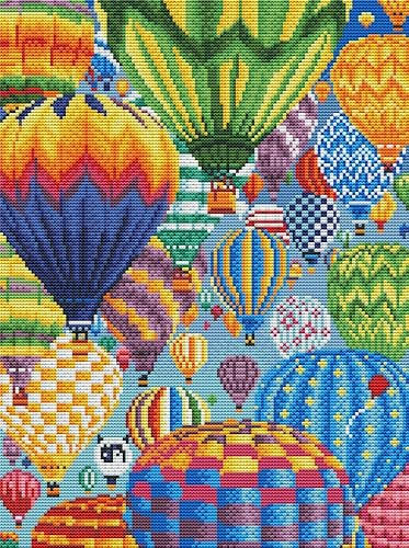 Abillyn Kit de broderie au point de croix Motif montgolfière coloré estampillé avec motif imprimé - Nail Gallerys