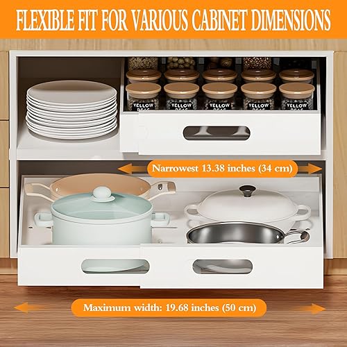 KDISHKRA Tiroir Coulissant Extensible 30-47cm – Coulisse Tiroir Cuisine sans Perçage, Organisateur de Rangement Placard avec Rails & Kit Vis, Tiroir Coulissant pour Meuble Cuisine, Dressing, Blanc - Nail Gallerys