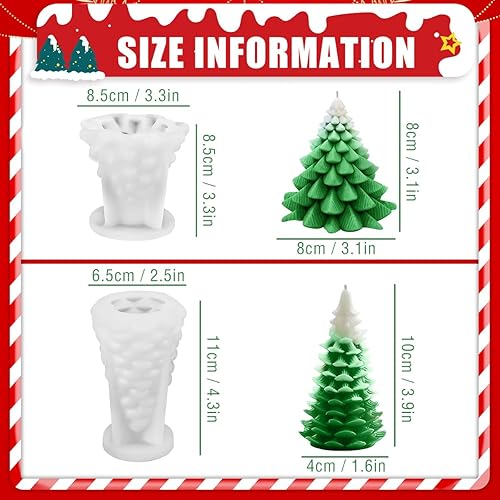 Moule Bougie Noel 2 Pièces, RUNEAY Moule Silicone Bougie Moule Silicone Noel Fabrication de Bougies, 3D Moule Bougie Sapin Pour Bougie Parfumée, Savon, Pouding - Nail Gallerys