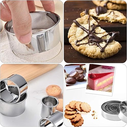 12 Pcs Emporte Piece Rond,Gâteaux en Acier Inoxydable Moules (h-3cm),Avec Délicate Boîte Ronde,Ustensiles de Cuisine Pour la Préparation Quotidienne de Biscuits et de Gâteaux et Pour la Préparation de - Nail Gallerys
