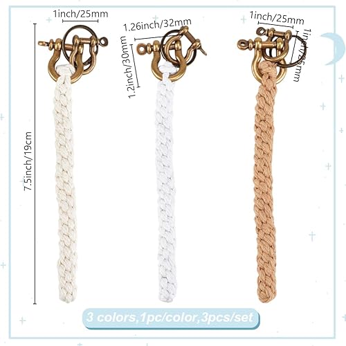 DELORIGIN Corde à Tirer pour Cloche 3 Couleur Pendentif Cloche en Coton Décoration 3 pcs Fantaisie Corde Cloche Corde Tressée Porte Clés Petite Cloche Kont pour Porte Clés Décoration Maison Cadeaux - Nail Gallerys