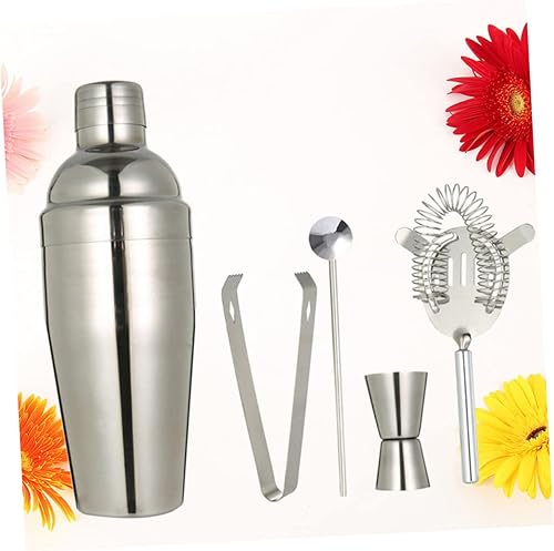 TOPBATHY 5pièces Kit De Shaker À Cocktail Acier Inoxydable Ensemble Outils De Barman avec Cuillère Pince À Glace Et Jigger Bar Restaurant Et Maison - Nail Gallerys