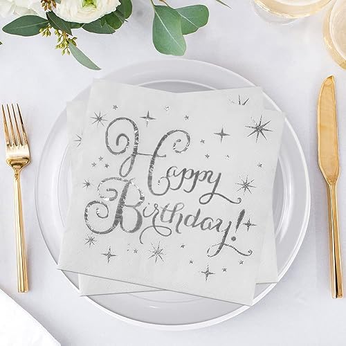 meioro Serviettes Cocktail Or Rose, Décorations Joyeux Anniversaire, Serviettes de Fête Jetables Pliées 6,5 x 6,5 Pouces, Serviettes en Papier 2 Épaisseurs pour Banquet, fête, dîner - Nail Gallerys