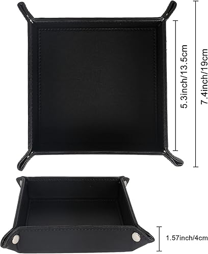 FINDIR Plateau Cuir Plateau de Rangement Plateau Rectangulaire Plateau en PU Cuir Vide Poches Plateau à Bijoux Poche en Faux Cuir pour Monnaie, Clé, Portefeuille et Accessoire(Noir) - Nail Gallerys