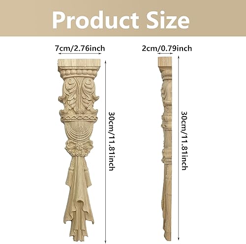 2 pièces Style Européen pour Moulure Decorative Bois Sculpté Décorations Moulure Decorative Bois Ovale Non Peinte Decoratif Artisanat Bois Sculpté Decoration Pour DIY-Décorations artisanales créatives - Nail Gallerys