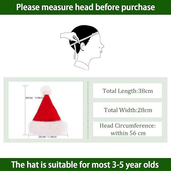 DERAYEE Chapeau de Père Noël pour Bébé et Enfants 3-5 ans,Accessoires de Noël,Chapeau de Noël Traditionnel Rouge et Blanc, Accessoire Festif de Fête pour Les Costumes de Noël. - Nail Gallerys