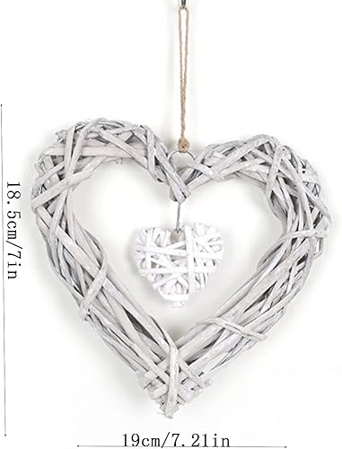 2 Pcs Couronne en Osier en Forme de Cœur à Suspendre, Cœurs Décoratifs en Rotin Suspendus, Objets Décoratifs en Forme Rotin Suspendus de Cœur Forme pour Fête, Mariage, Décoration D'intérieur - Nail Gallerys