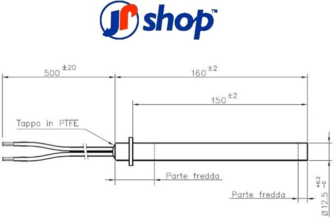 Jpshop Résistance d'allumage pour poêle à granulés 350 W avec bride, diamètre 12,5 mm longueur 150 mm (160 mm totaux) pour modèles palazzetti, Olimpia Splendid et autres - Nail Gallerys